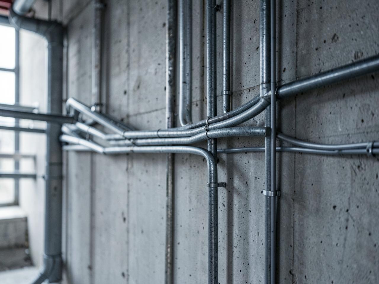 Cable conduit and technical installation work in an industrial building